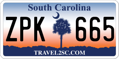 SC license plate ZPK665