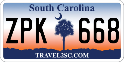 SC license plate ZPK668