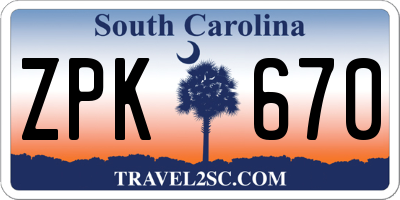 SC license plate ZPK670