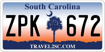 SC license plate ZPK672