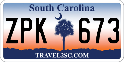 SC license plate ZPK673