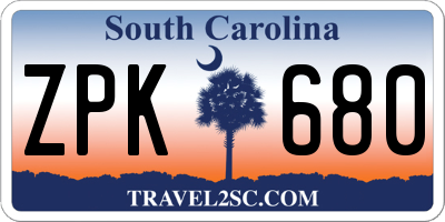 SC license plate ZPK680
