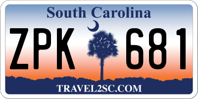 SC license plate ZPK681