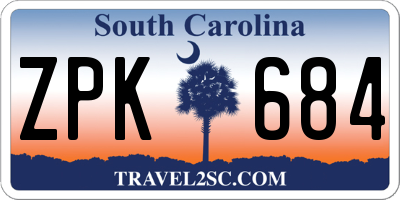 SC license plate ZPK684