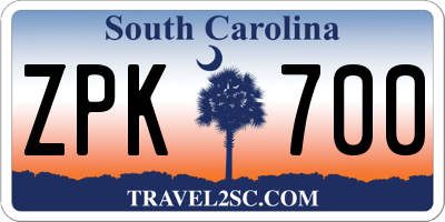 SC license plate ZPK700