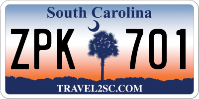 SC license plate ZPK701
