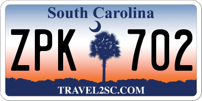 SC license plate ZPK702