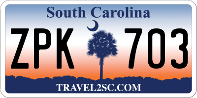 SC license plate ZPK703