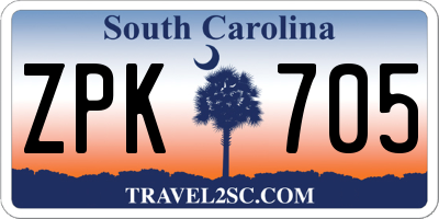 SC license plate ZPK705