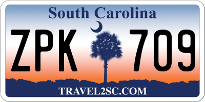 SC license plate ZPK709
