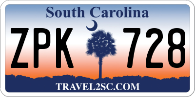 SC license plate ZPK728