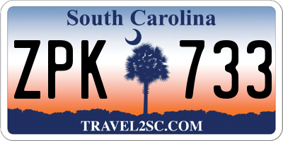 SC license plate ZPK733