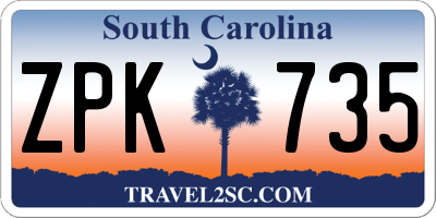 SC license plate ZPK735