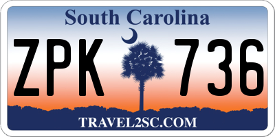SC license plate ZPK736