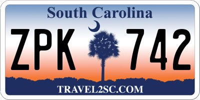 SC license plate ZPK742