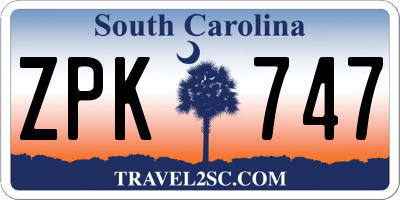 SC license plate ZPK747