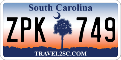 SC license plate ZPK749