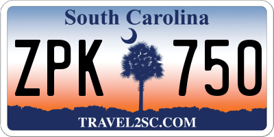 SC license plate ZPK750