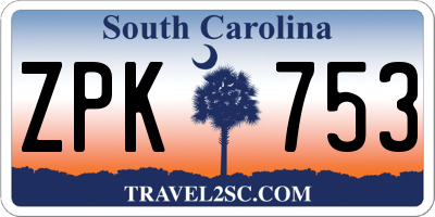 SC license plate ZPK753