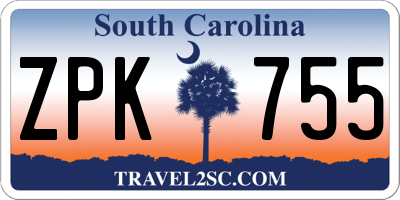 SC license plate ZPK755