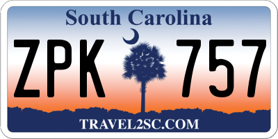 SC license plate ZPK757