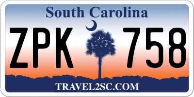 SC license plate ZPK758
