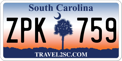 SC license plate ZPK759