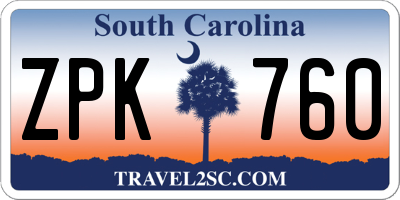 SC license plate ZPK760