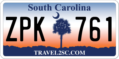 SC license plate ZPK761