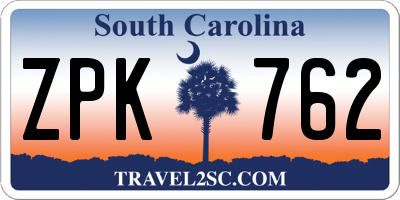 SC license plate ZPK762