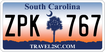 SC license plate ZPK767