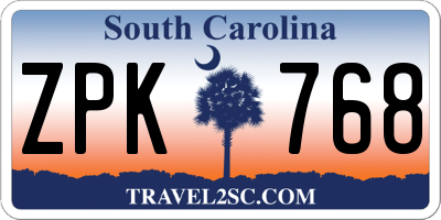 SC license plate ZPK768