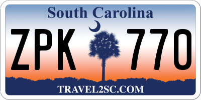 SC license plate ZPK770