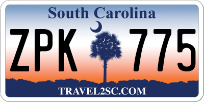 SC license plate ZPK775