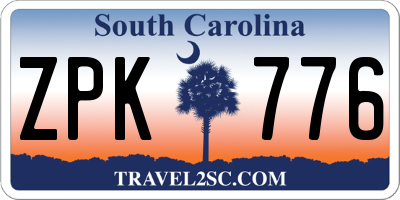 SC license plate ZPK776