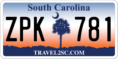 SC license plate ZPK781