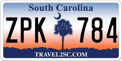 SC license plate ZPK784