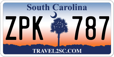 SC license plate ZPK787