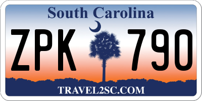 SC license plate ZPK790