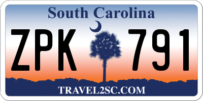 SC license plate ZPK791