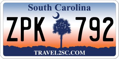 SC license plate ZPK792