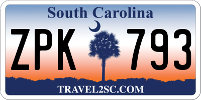 SC license plate ZPK793