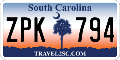 SC license plate ZPK794