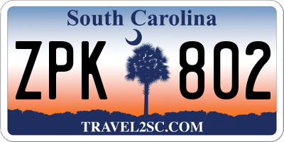 SC license plate ZPK802