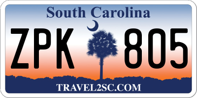 SC license plate ZPK805