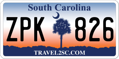 SC license plate ZPK826