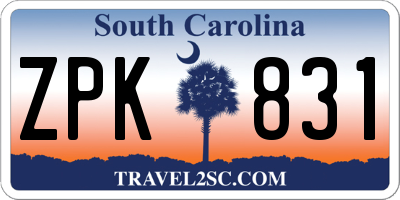 SC license plate ZPK831