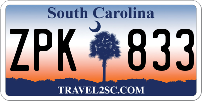 SC license plate ZPK833