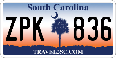 SC license plate ZPK836