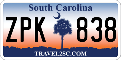 SC license plate ZPK838